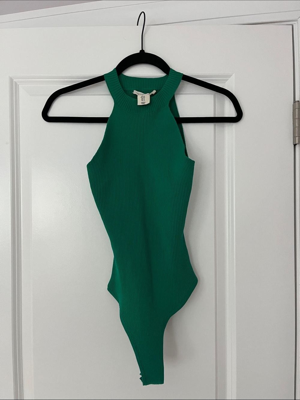 Green Ribbed Sleeveless Bodysuit - S Happily Grey Women's top